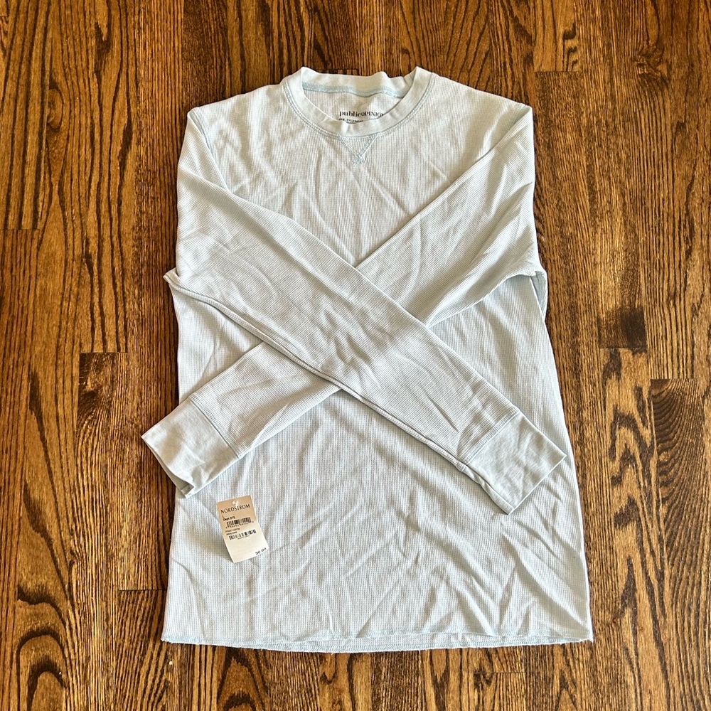Public Opinion Light blue waffle long sleeve
